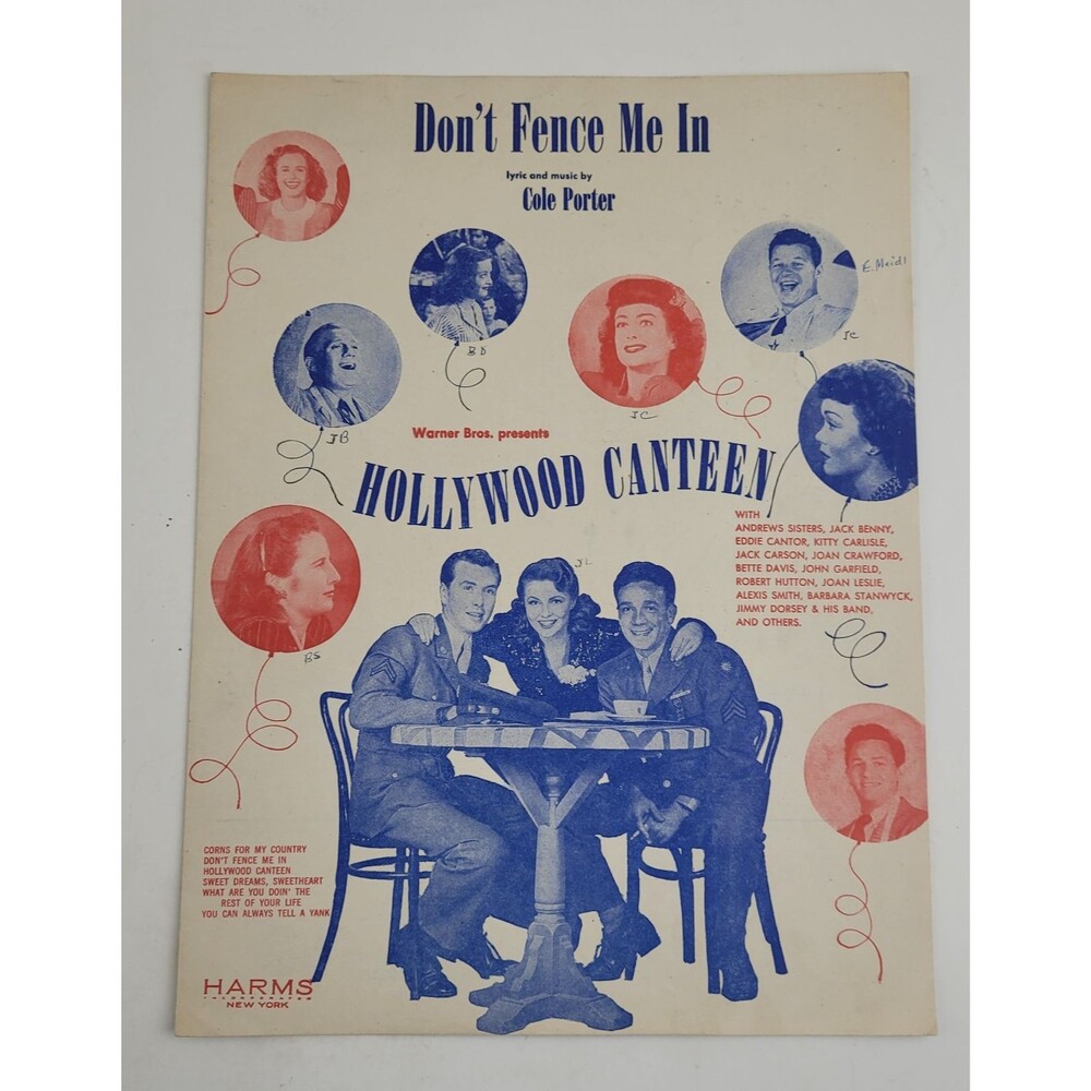 1944 Vintage Sheet Music "Don't Fence Me In" Cole Porter Warner Bros. #SM3